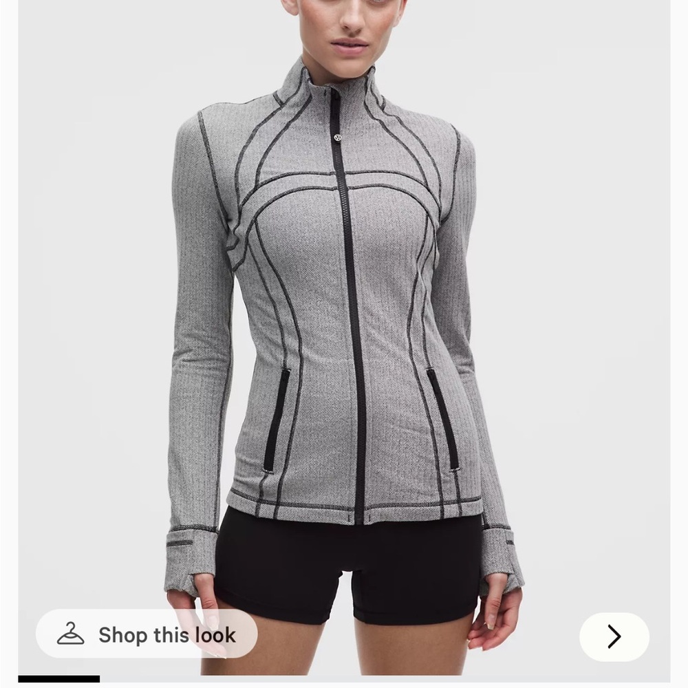 lululemon athletica Heather Gray Full-Zip Running Jacket with Black Trim